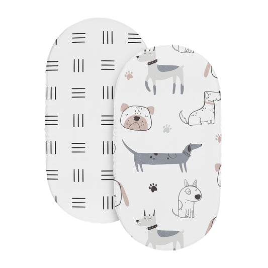 Cartoon Puppy Collection 2 Pack Baby Bassinet Fitted Sheets