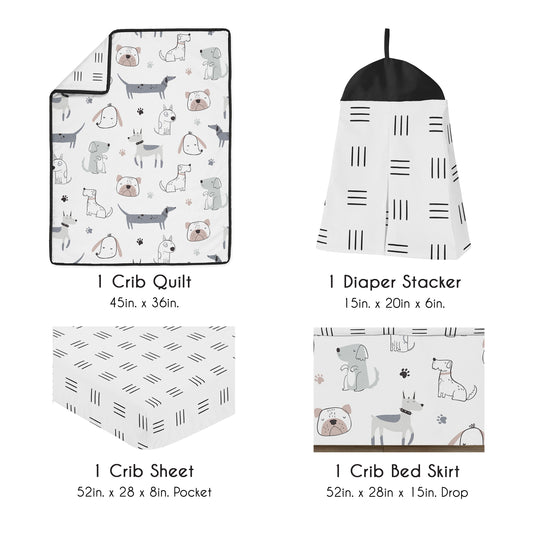 Cartoon Puppy Collection 4 Piece Crib Bedding