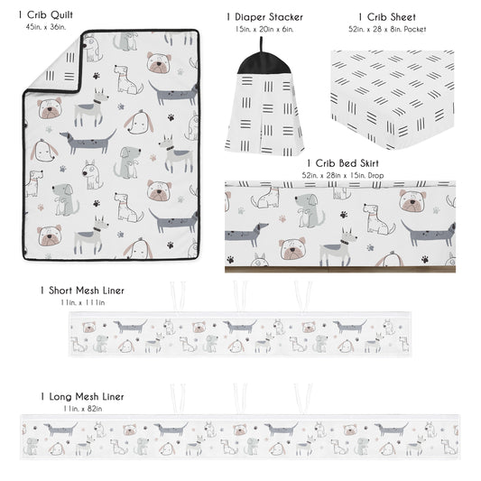 Cartoon Puppy Collection Sweet Jojo Designs 6 Piece Crib Bedding + BreathableBaby Breathable Mesh Liner