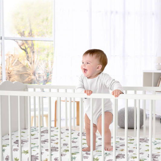 Watercolor Elephants Collection Crib Sheet