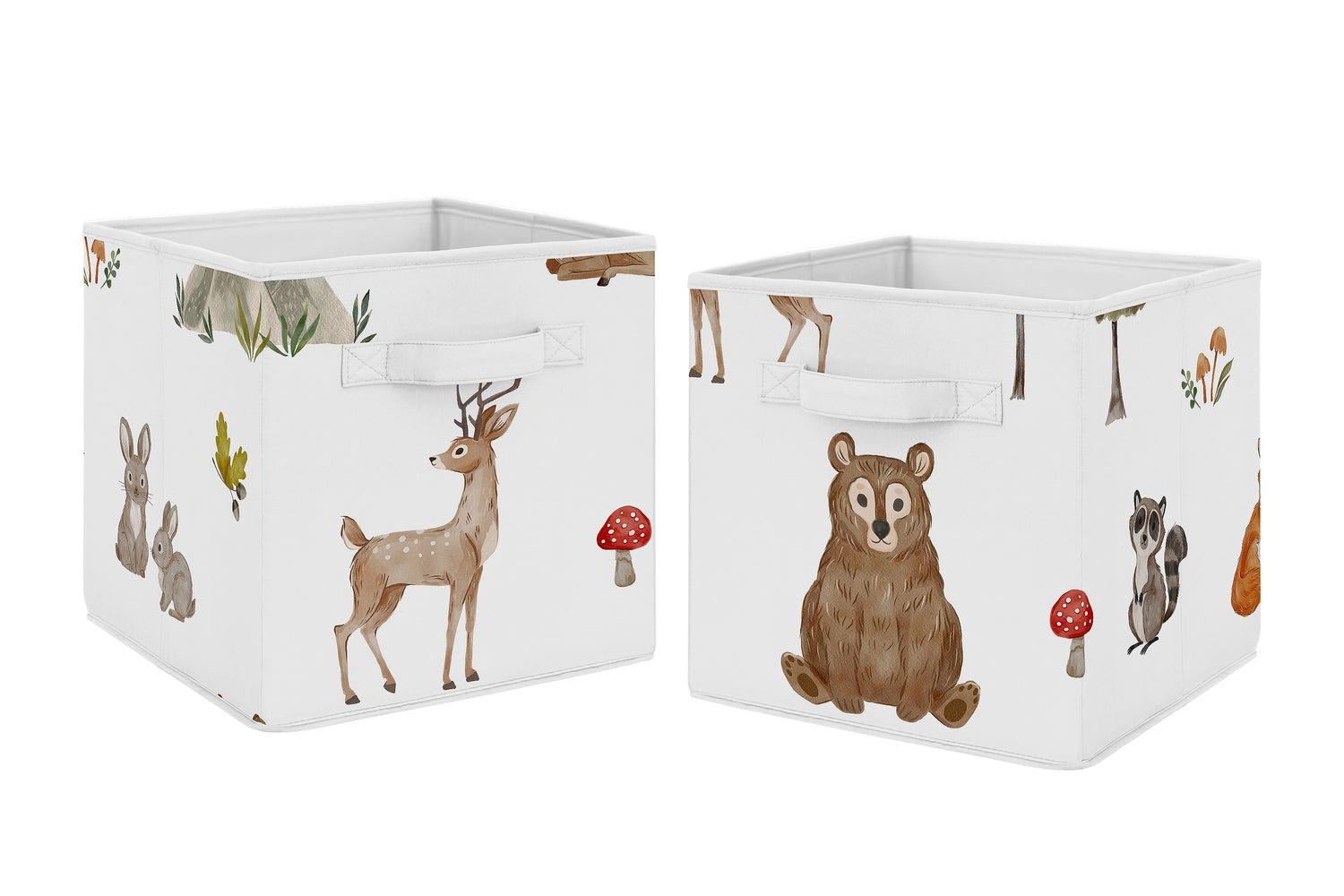 Watercolor Woodland Forest Animals Collection Foldable Fabric Storage Bins