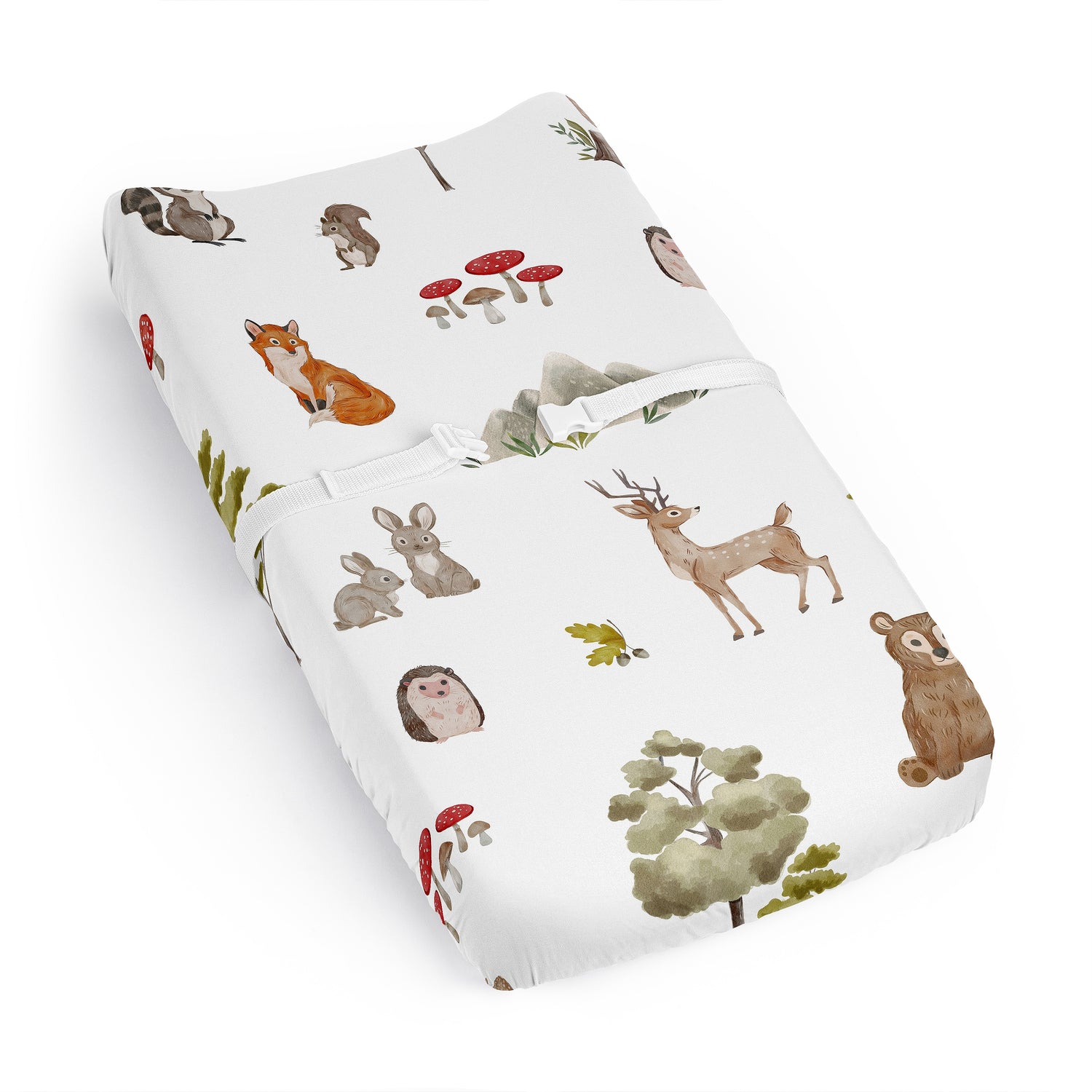 Watercolor Woodland Forest Animals Changing Pad Cover Sheet