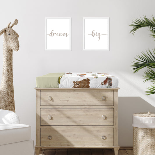 Watercolor Woodland Forest Animals Collection Changing Pad Cover