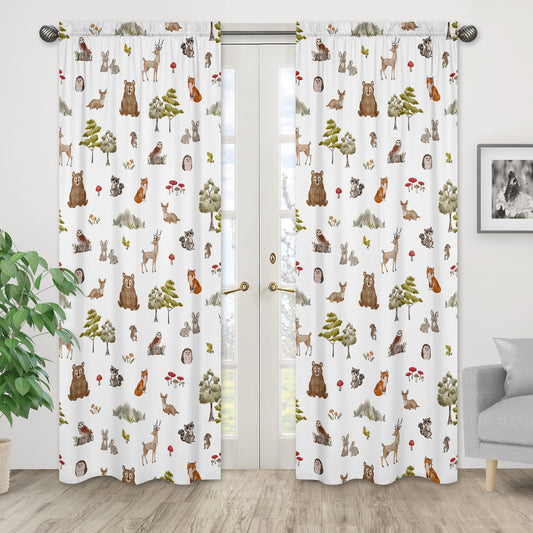 Watercolor Woodland Forest Animals Window Panels - Set of 2