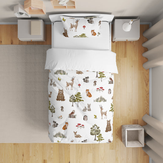Watercolor Woodland Forest Animals Toddler Bedding