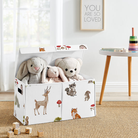 Watercolor Woodland Forest Animals Fabric Toy Bin Storage
