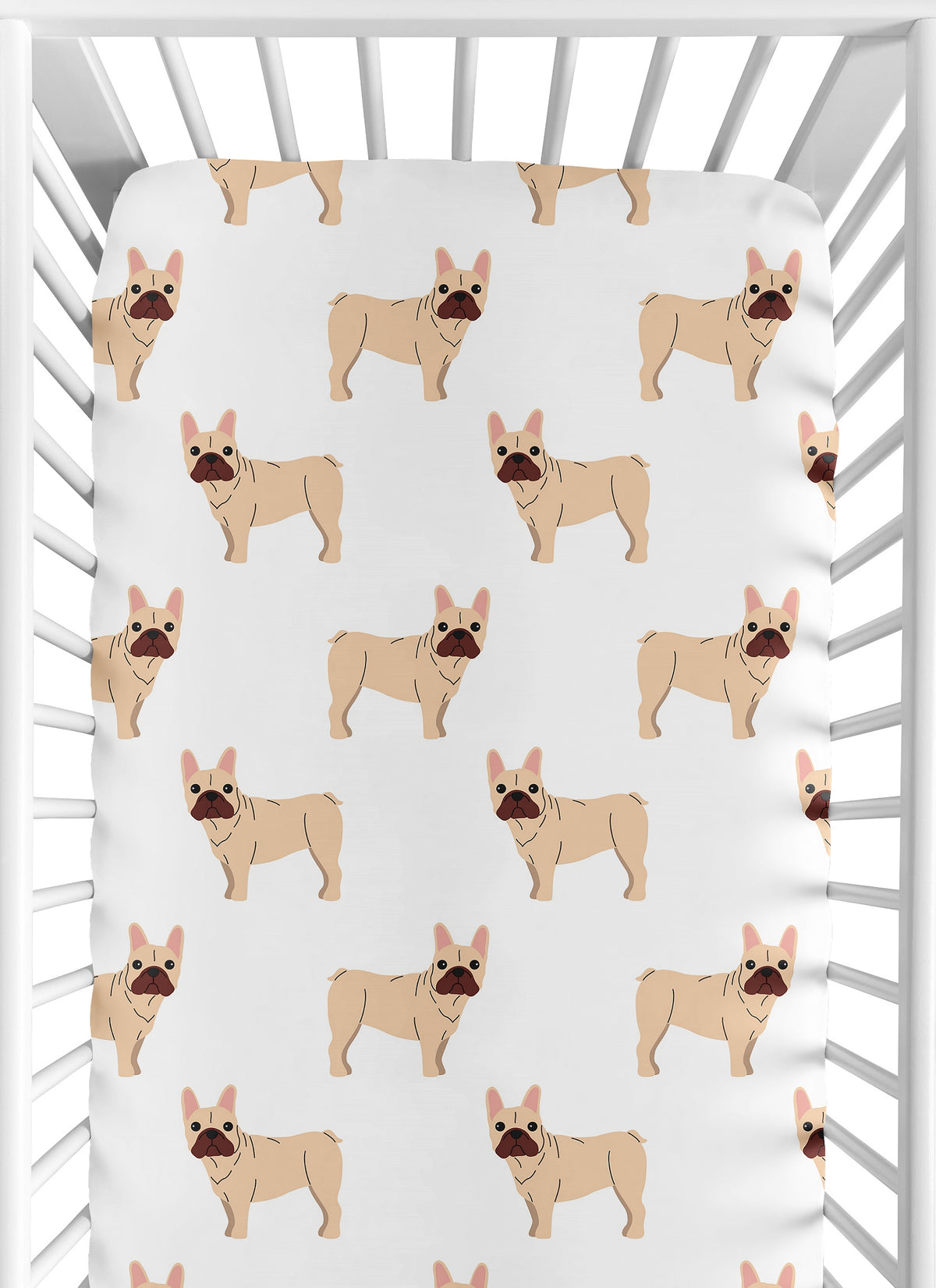 Cartoon Puppy Collection Frenchie Crib Sheet