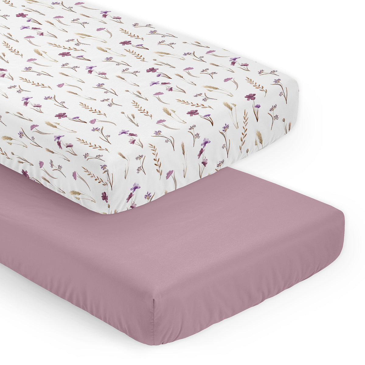 Watercolor Floral Garden Purple Collection 2 Pack Crib Sheets