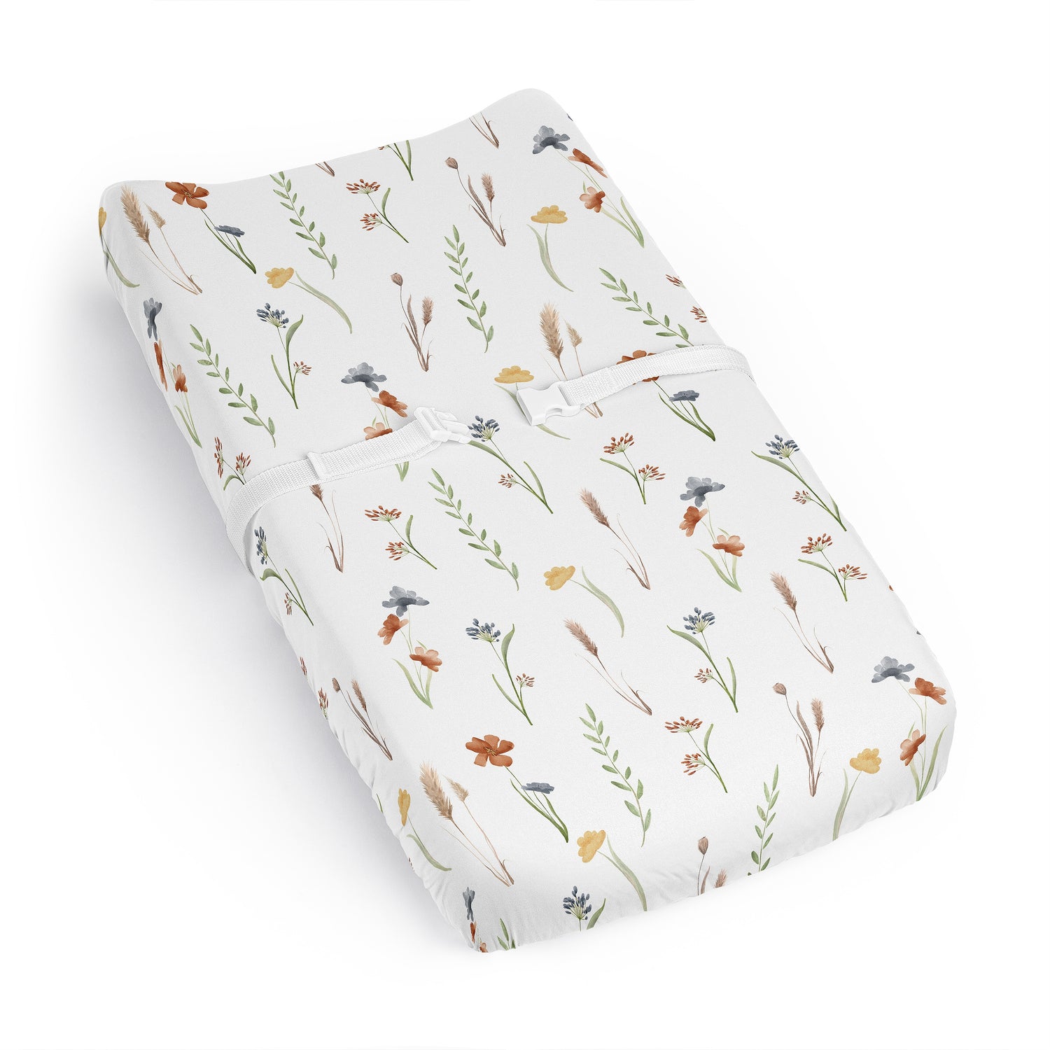 Watercolor Floral Garden Sage Green Collection Changing Pad Cover Sheet