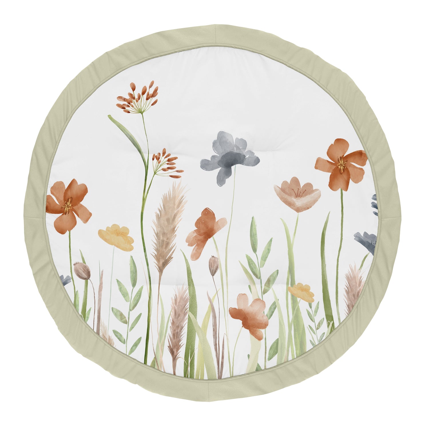 Watercolor Floral Garden Sage Green Collection Playmat