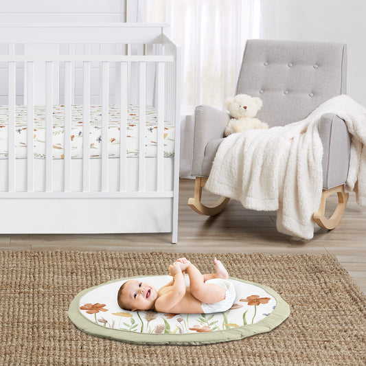 Watercolor Floral Garden Sage Green Collection Playmat
