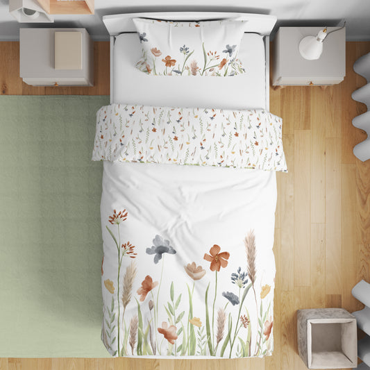 Watercolor Floral Garden Sage Green Collection Toddler Bedding