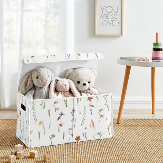 Watercolor Floral Garden Sage Green Collection Fabric Toy Bin Storage