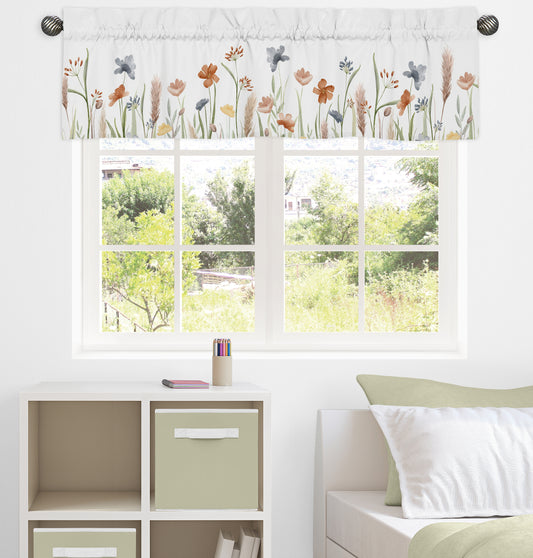 Watercolor Floral Garden Sage Green Collection Window Valance