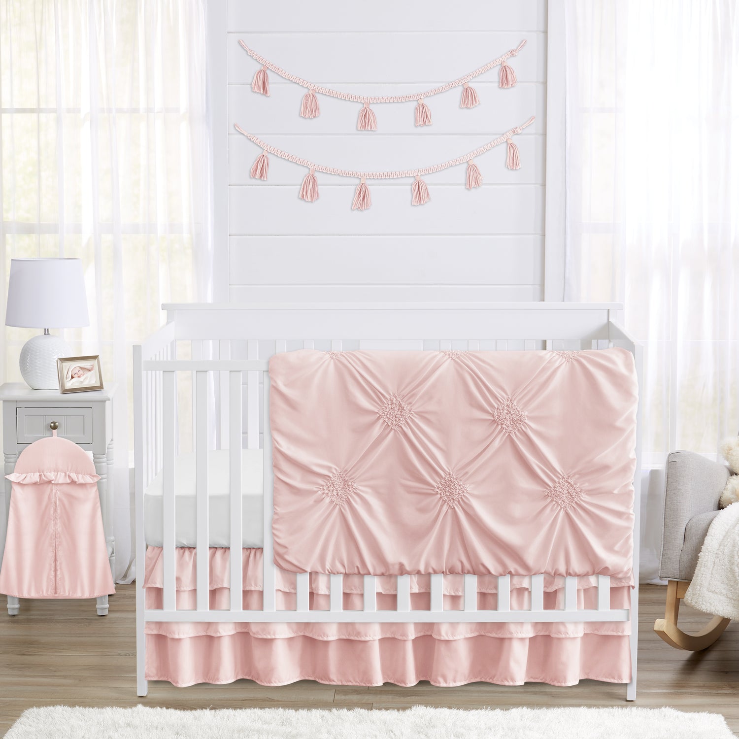 Harper Blush Pink Collection 4 Piece Crib Bedding