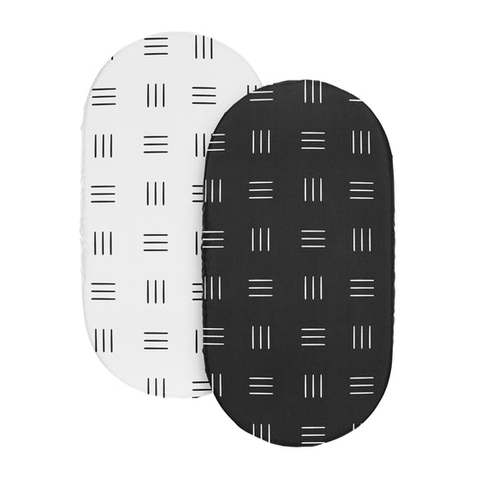 Boho Hatch Black and White Collection 2 Pack Baby Bassinet Fitted Sheets