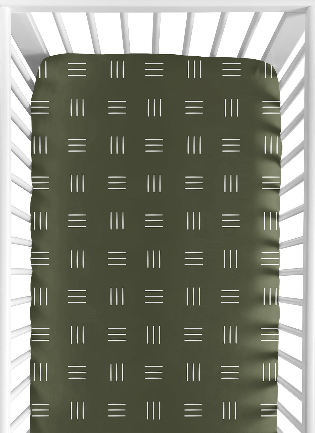 Boho Hatch Green and White Crib Sheet