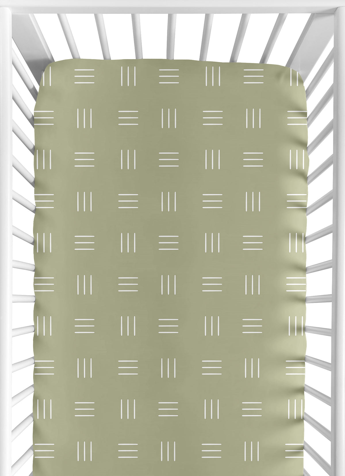 Boho Hatch Sage and White Crib Sheet