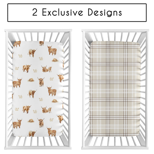 Boho Highland Cow Collection 2 Pack Crib Sheets