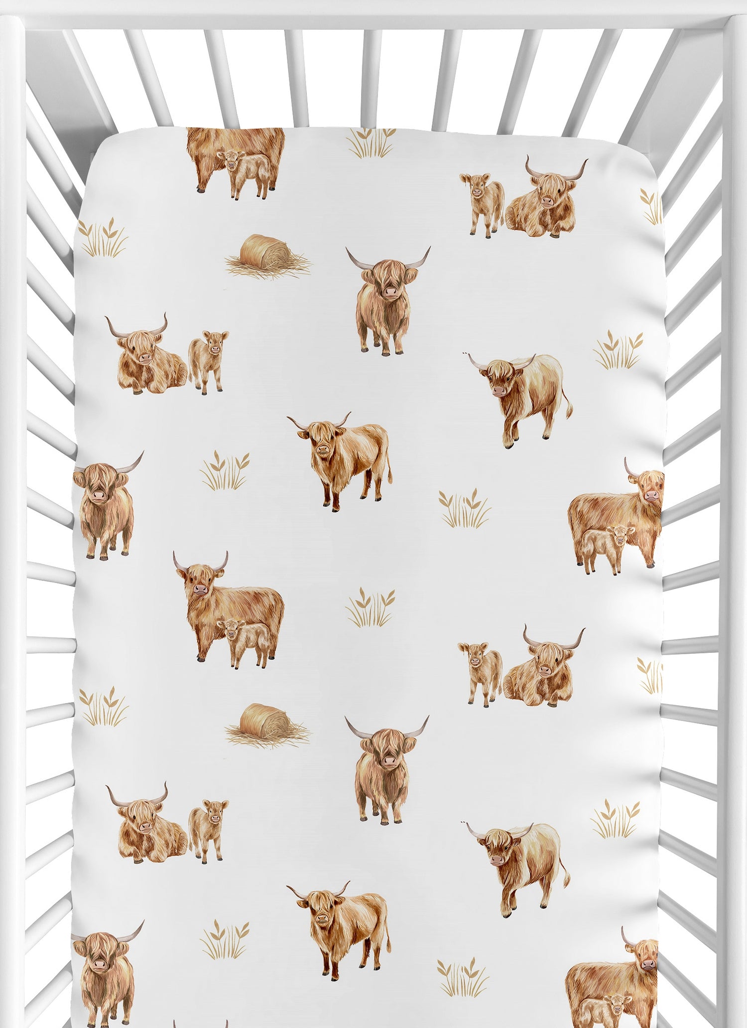 Boho Highland Cow Collection Crib Sheet
