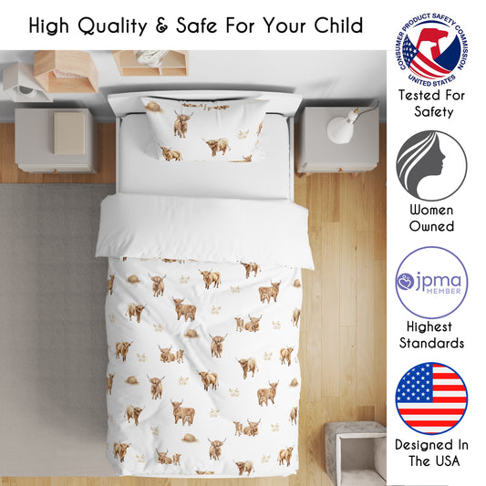 Boho Highland Cow Collection Toddler Bedding