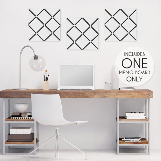 Hotel White and Black Collection Fabric Memo Board