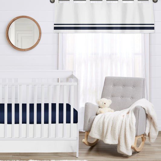 Hotel White and Navy Collection Window Valance