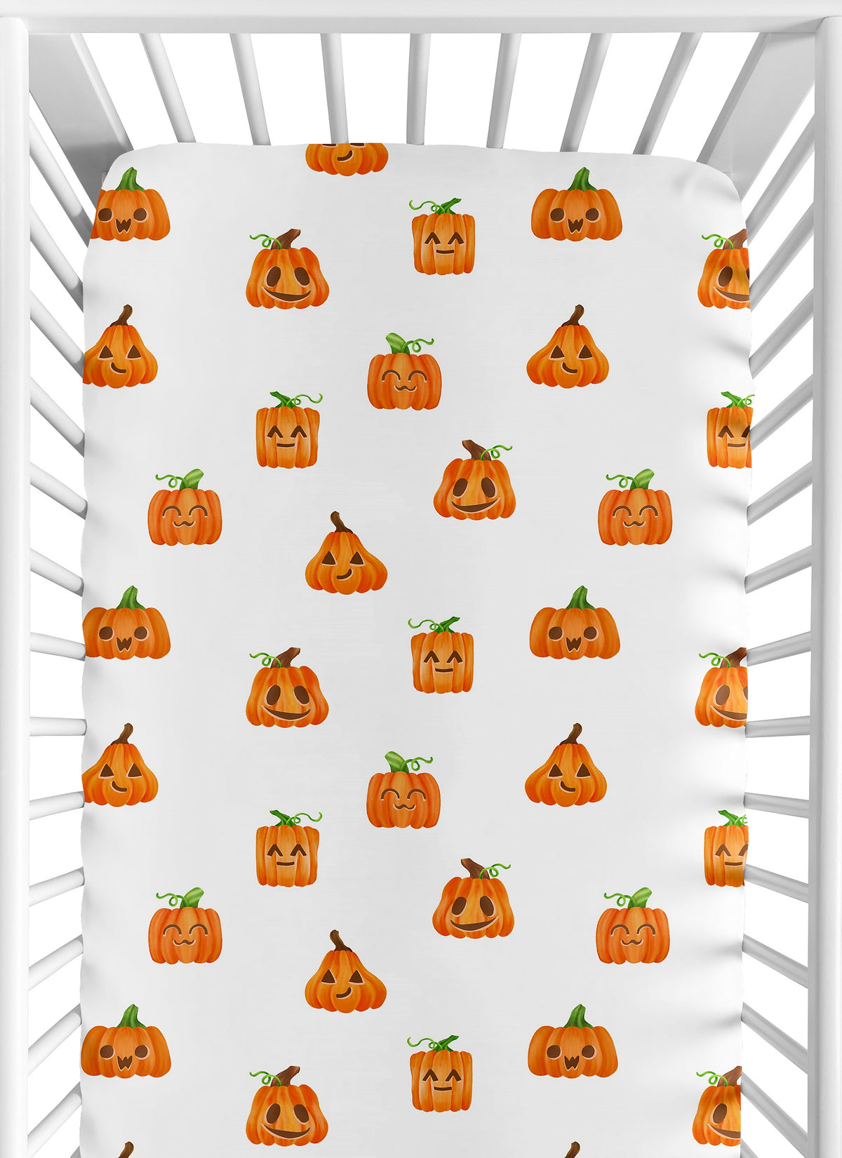Seasonal Halloween Collection Crib Sheet - Pumpkins Print
