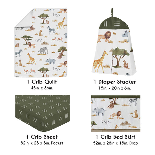 Jungle Collection 4 Piece Crib Bedding
