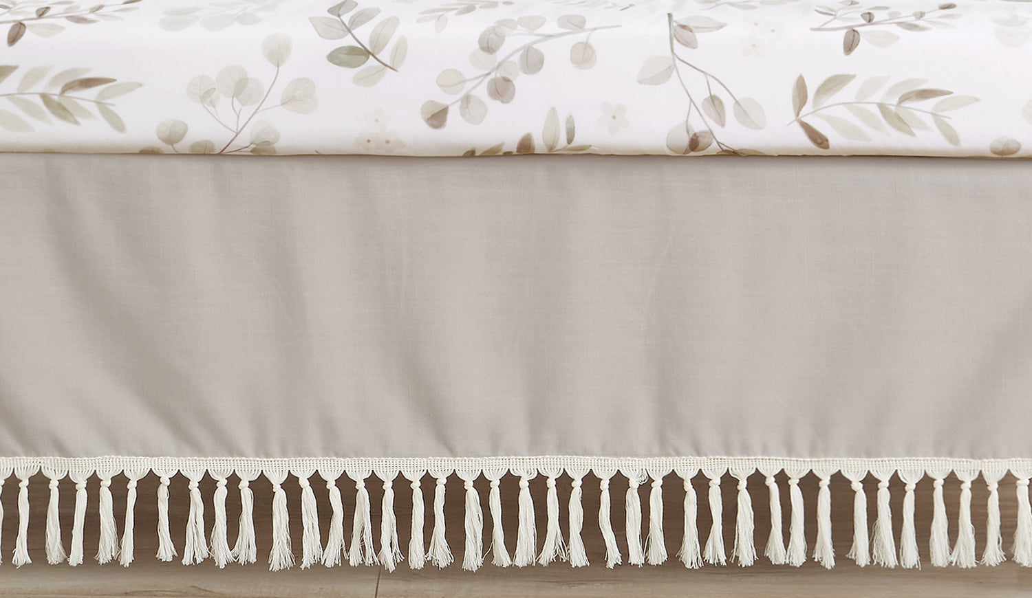 Botanical Leaf Linen Collection Crib Bed Skirt