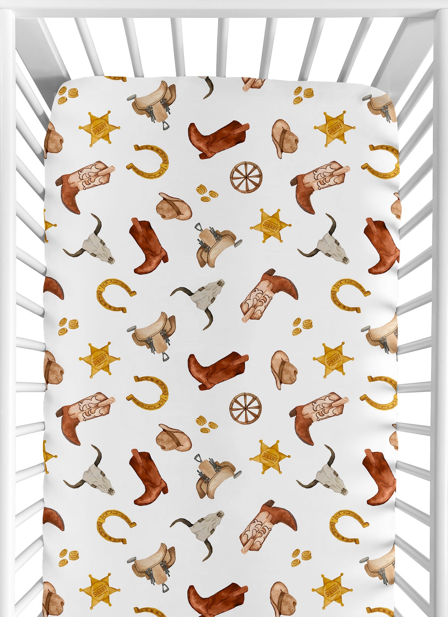 Wild West Cowboy Collection Crib Sheet - Lone Star Print