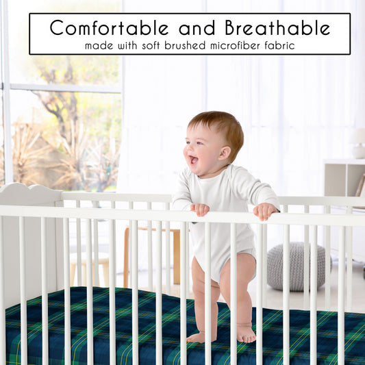 Mallard Duck Collection Crib Sheet - Gingham Plaid Print