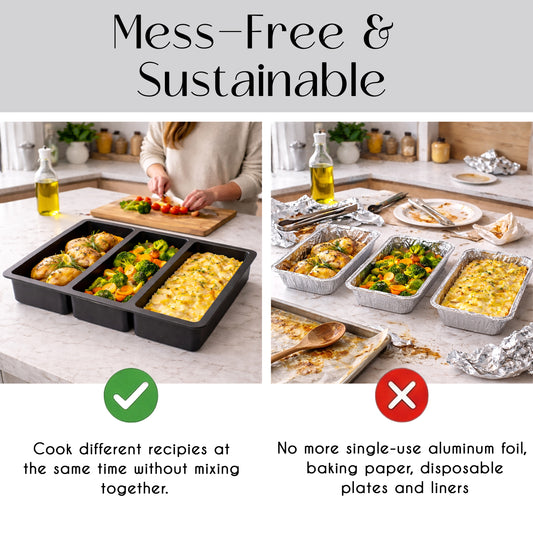 Silicone Divided Meal Prep Bowl and Reheating Serving Tray