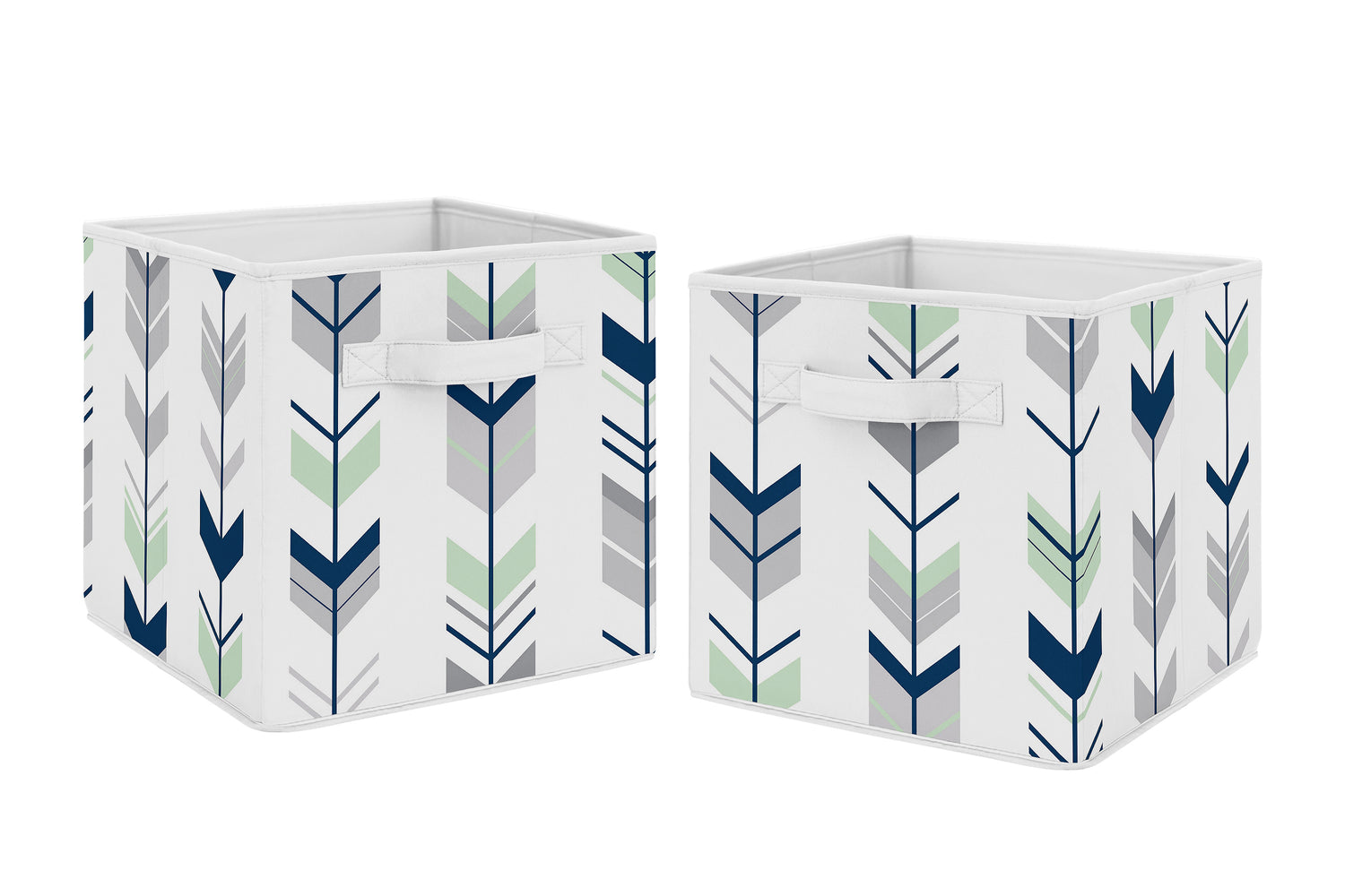 Mod Arrow Grey, Navy and Mint Collection Foldable Fabric Storage Bins - Set of 2