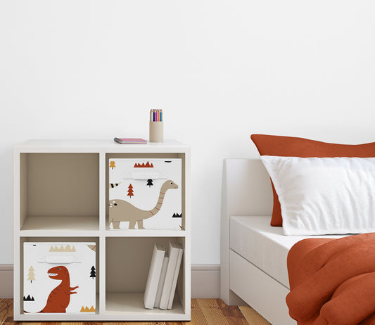 Mod Dinosaur Black and Orange Collection Foldable Fabric Storage Bins
