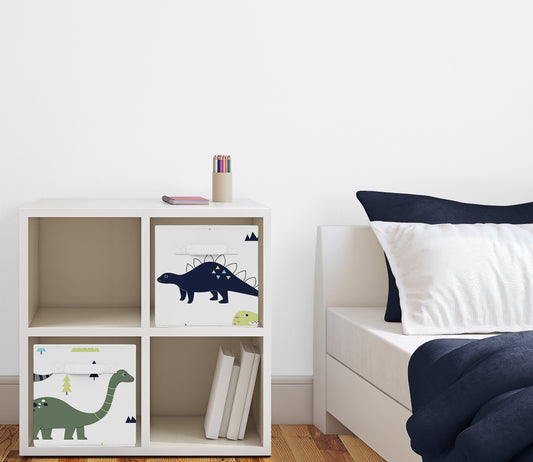 Mod Dinosaur Blue And Green Collection Foldable Fabric Storage Bins - Dinosaurs Print