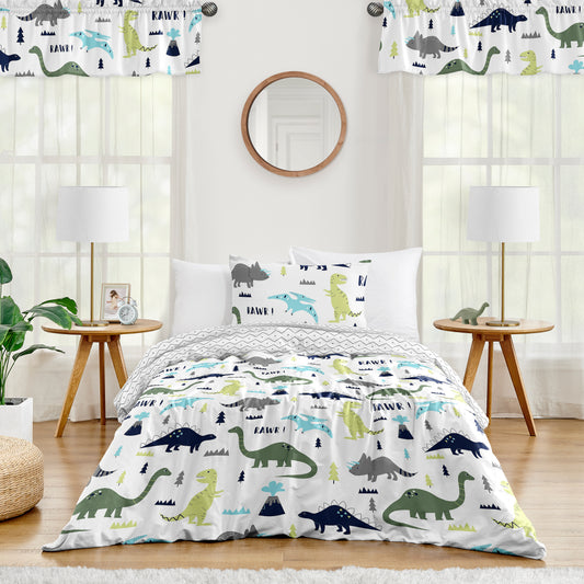 Mod Dinosaur Blue and Green Twin Bedding Collection