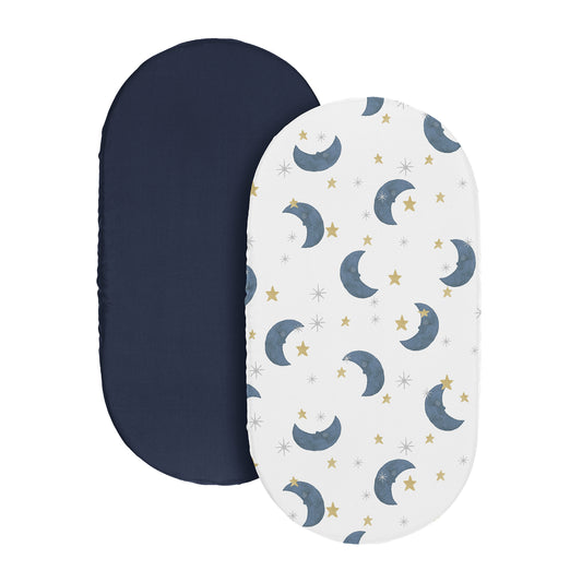 Moon Bear Collection 2 Pack Baby Bassinet Fitted Sheets