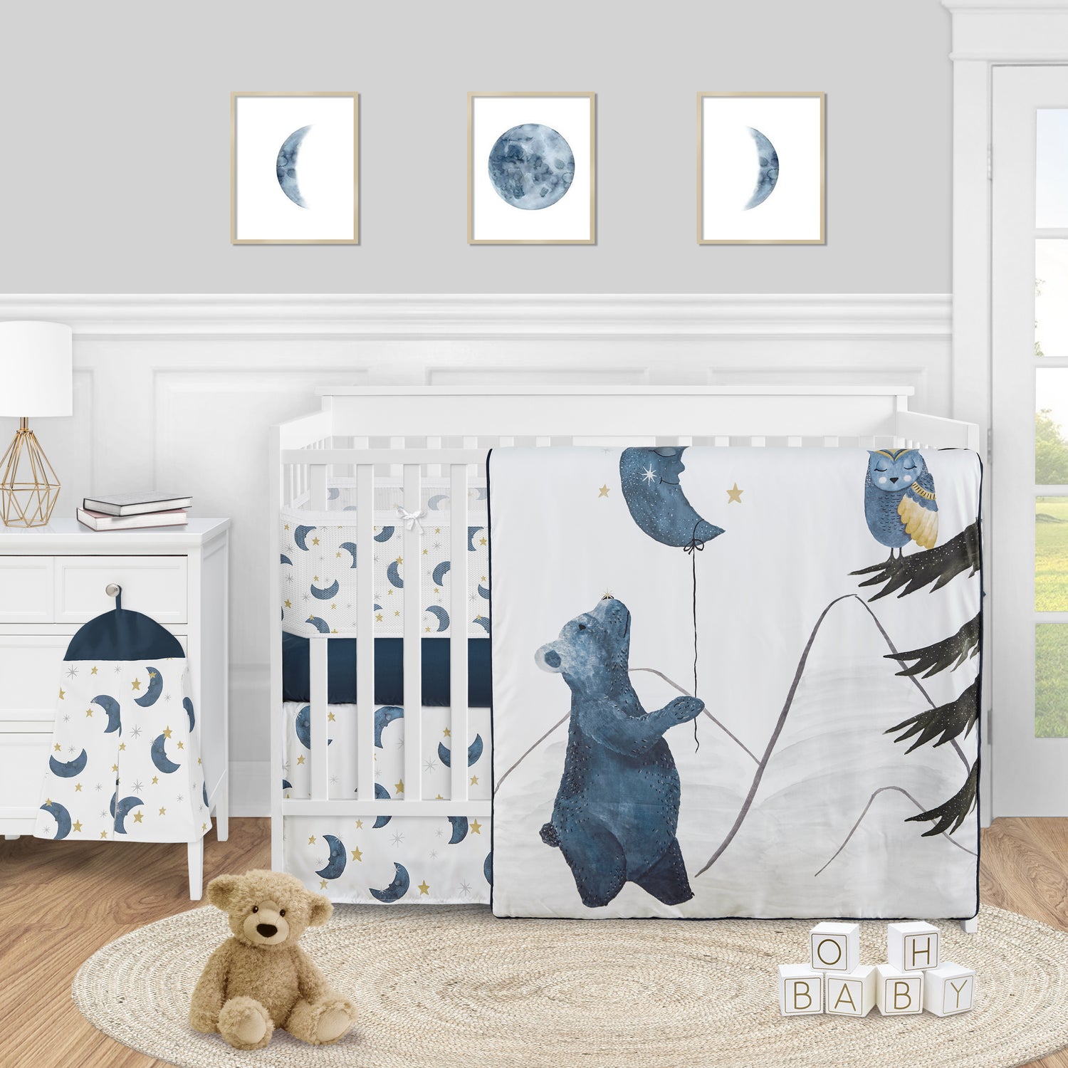 Moon Bear Collection Sweet Jojo Designs 6 Piece Crib Bedding + BreathableBaby Breathable Mesh Liner