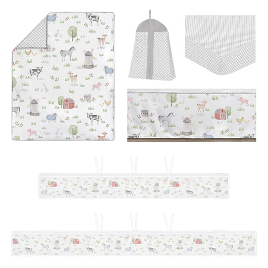 Farm Animals Collection Sweet Jojo Designs 6 Piece Crib Bedding + BreathableBaby Breathable Mesh Liner