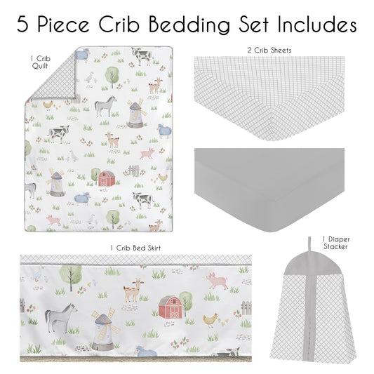 Farm Animals Collection 5 Piece Crib Bedding