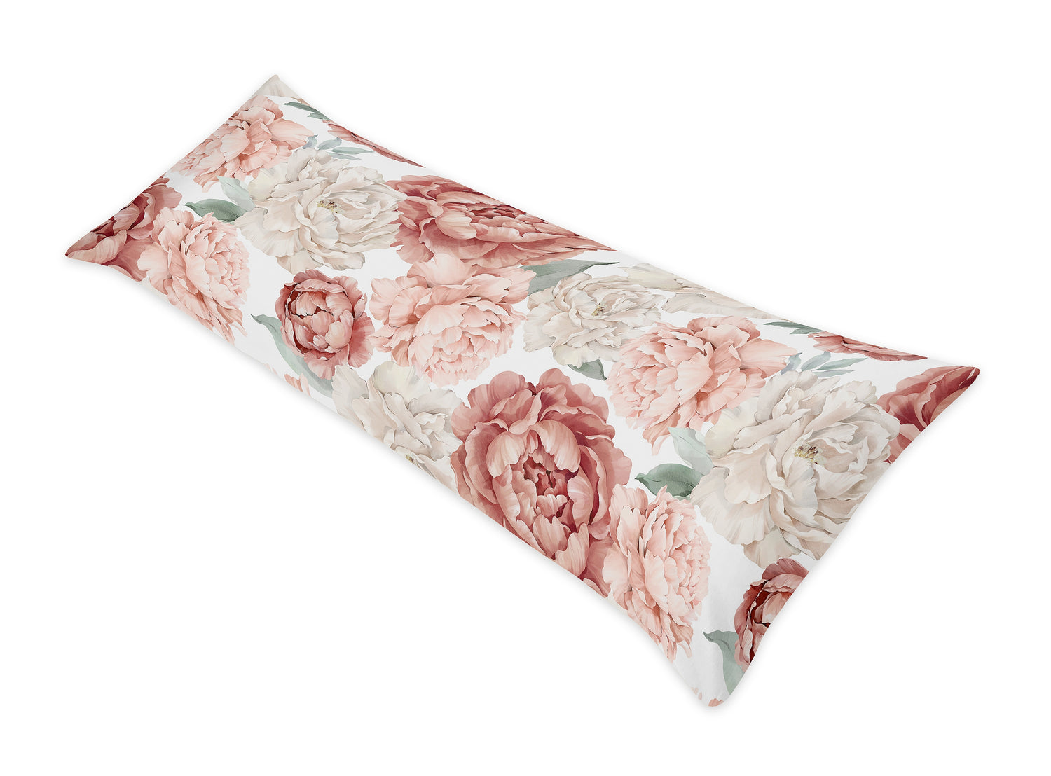 Peony Floral Garden Pink and Ivory Collection Full Length Body Pillow Cover