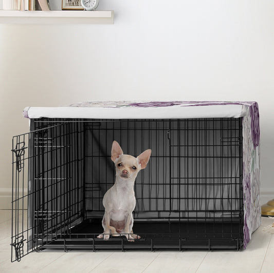 Peony Floral Garden Lavender Purple and Ivory Collection Dog Crate Kennel Cover 24in.