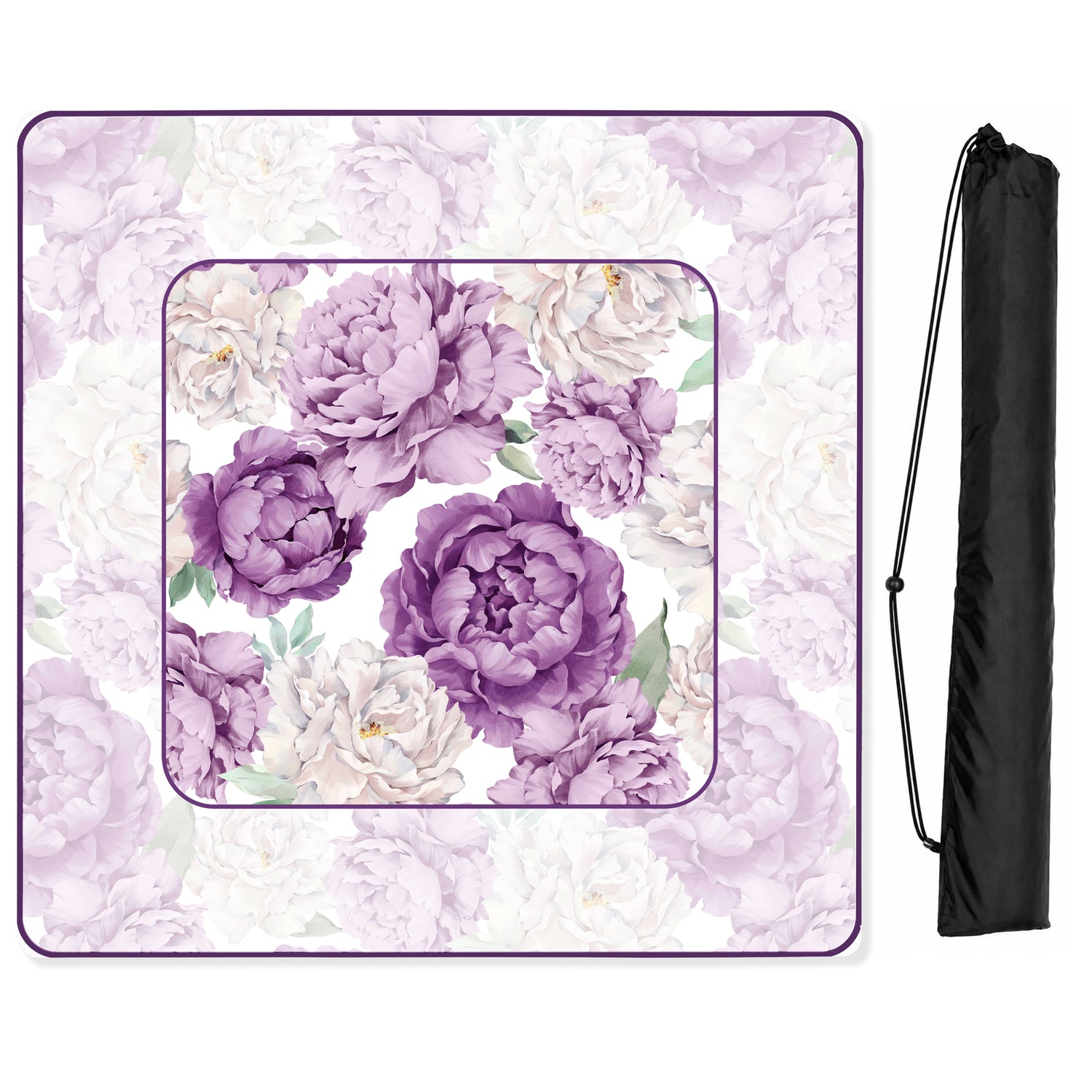 Peony Floral Garden Lavender Purple and Ivory Collection Mahjong Mat for Table - Shipped Rolled