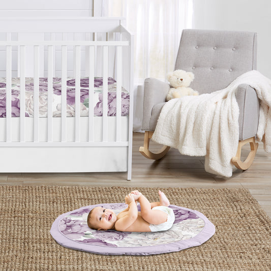Peony Floral Garden Lavender Purple and Ivory Collection Playmat