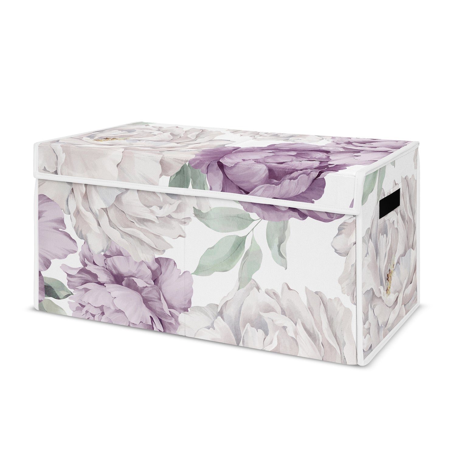 Peony Floral Garden Lavender Purple and Ivory Collection Fabric Toy Bin Storage