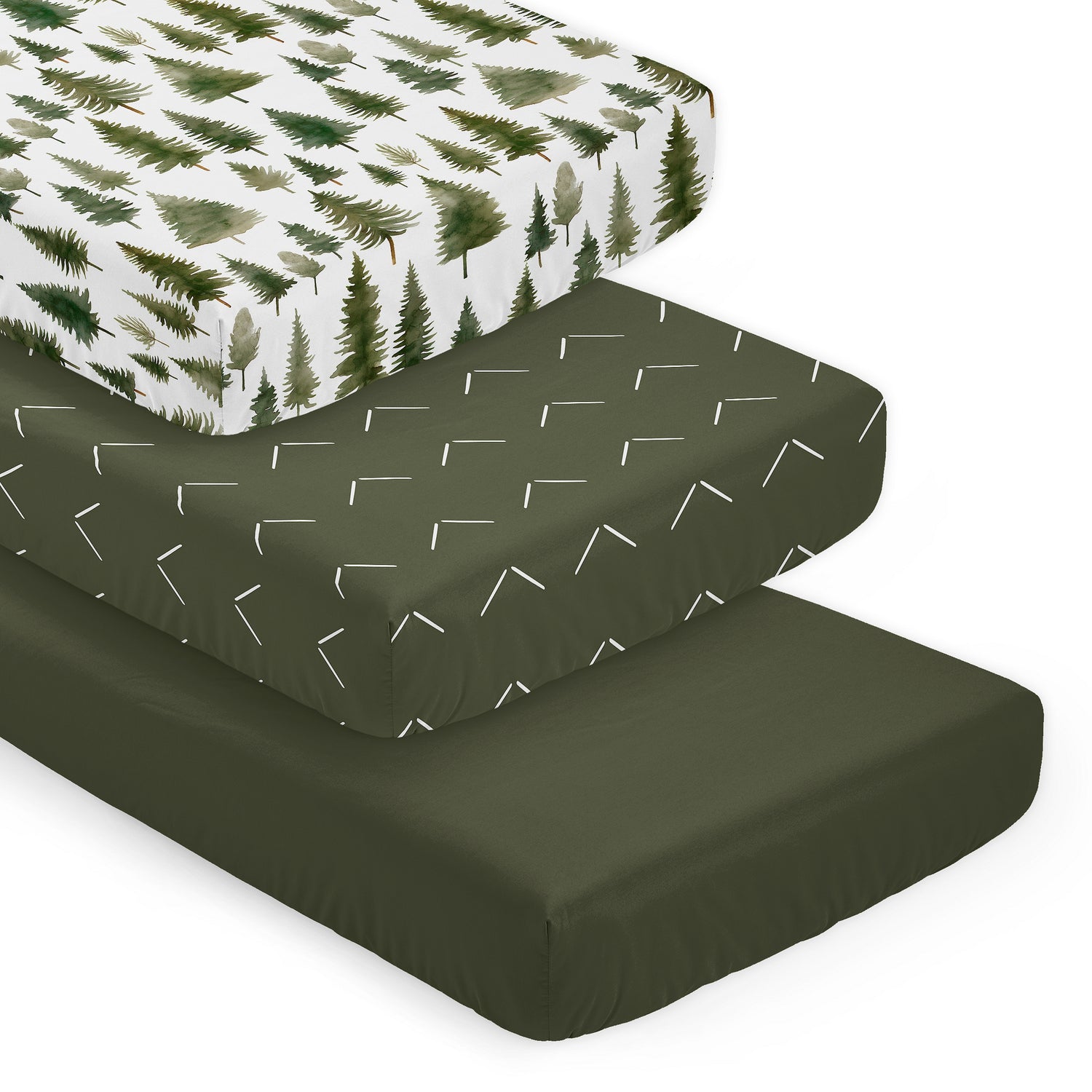 Woodland Pine Tree Collection 3 Pack Crib Sheets