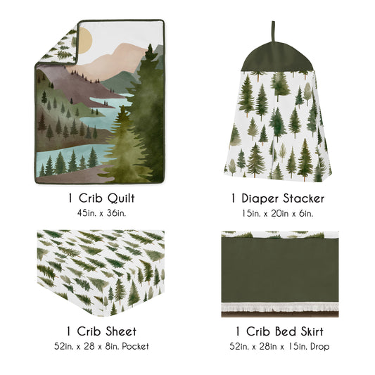 Woodland Pine Tree Collection 4 Piece Crib Bedding