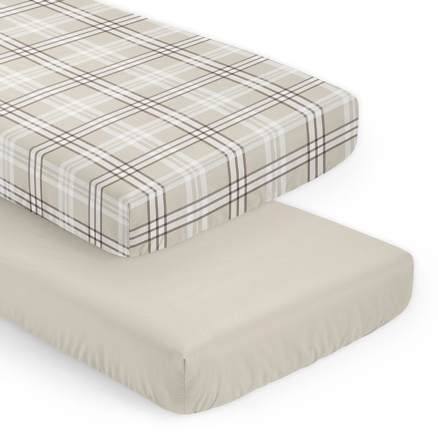 Gingham Taupe Plaid Collection 2 Pack Crib Sheets