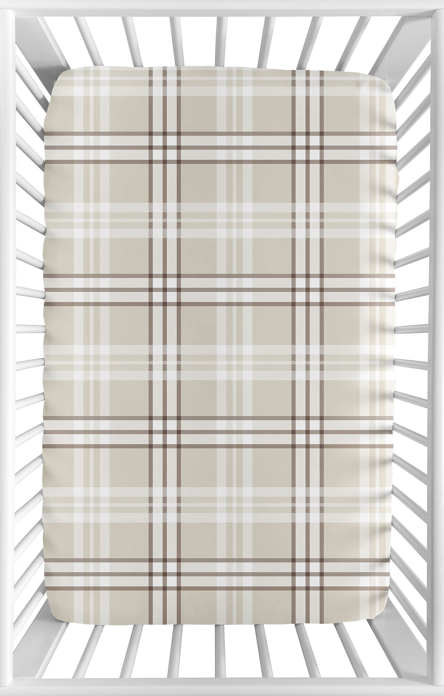 Gingham Taupe Plaid Collection Mini Crib Sheet
